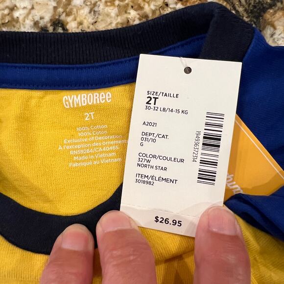 NWT Gymboree Blue & Gold W/Embroidered Baseball Bat & Ball Shirt - Picture 5 of 8